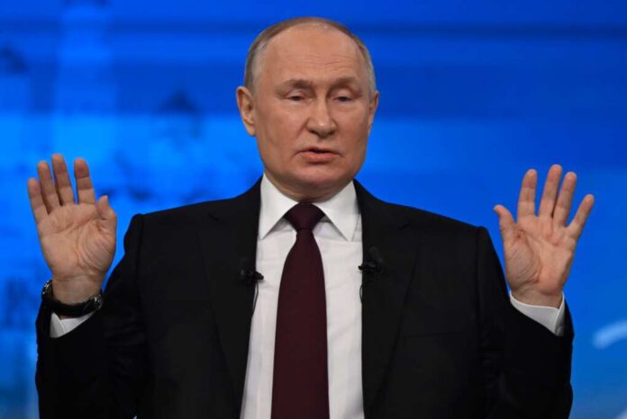 Russian,President,Vladimir,Putin,Speaks,At,His,Annual,Press,Conference.