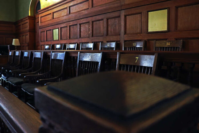 Authentic,Restored,Antique,Jurys,Box,In,Courthouse