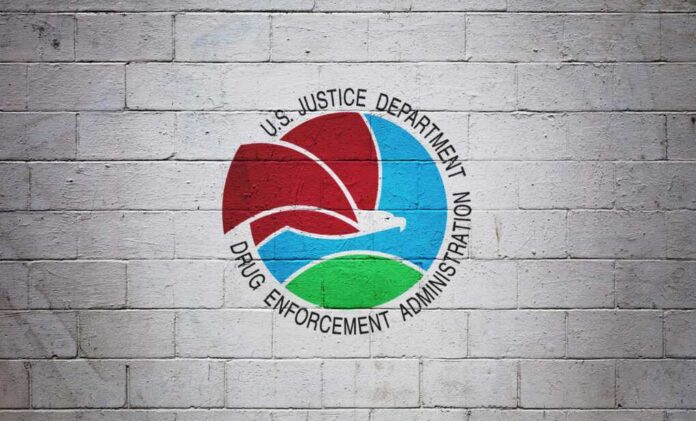 The,Dea,Flag,(drug,Enforcement,Administration),Painted,On,A,Brick