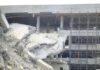 Luxury Tower COLLAPSES in Seconds: Miami Shocked Damaged building structure with exposed debris and scaffolding