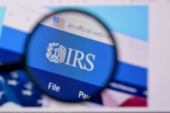 Close-up view of the IRS website interface