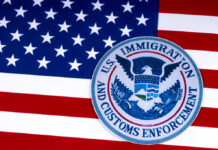 Vetting Bombshell Halts World Cup Ref U.S. Immigration and Customs Enforcement badge on an American flag background