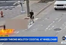 Wheelchair Ambush Outside Police HQ Man in wheelchair set on fire in Molotov cocktail attack outside police HQ
