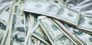 Stacks of U.S. hundred-dollar bills