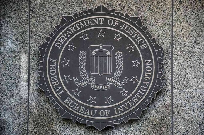 shutterstock_1166694607 FBI seal mounted on a granite wall