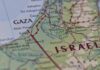 Trump Drops Hamas Disarm Bombshell Map close-up of Gaza and southern Israel