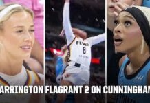 DiJonai Carrington EJECTED after Flagrant 2 foul on Sophie Cunningham 😳 | WNBA on ESPN