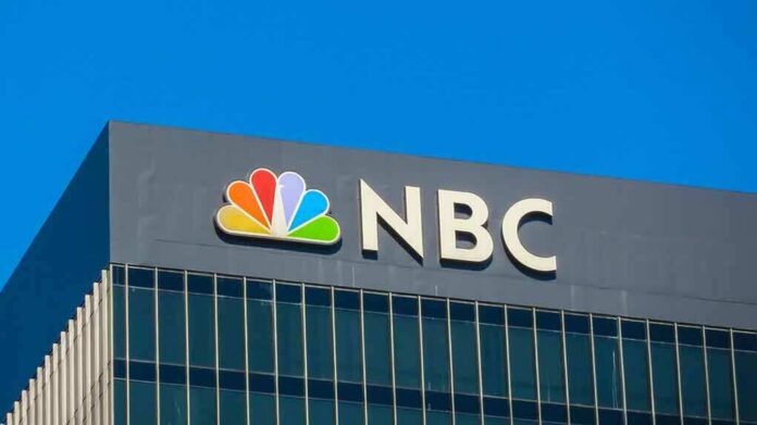 NBC logo on a modern office building facade
