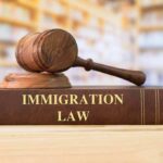 Judge's gavel resting on an immigration law book