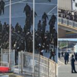 Hundreds of balaclava-clad protesters blockade Dover port