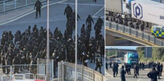 Hundreds of balaclava-clad protesters blockade Dover port