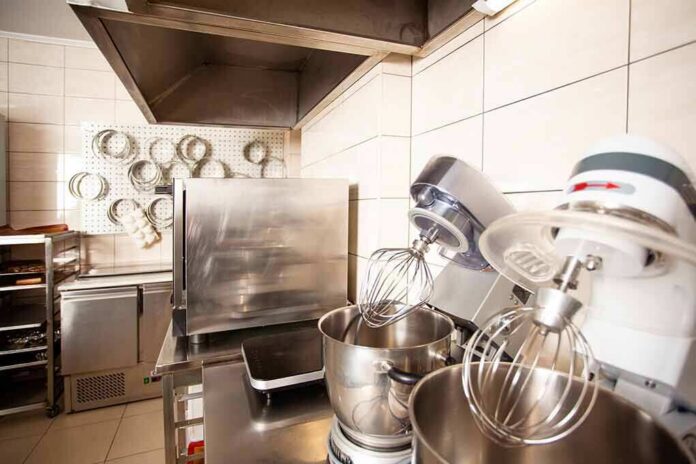 Stand mixers in a commercial kitchen