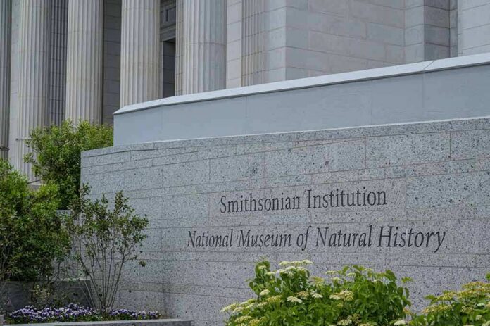 Smithsonian Institution museum exterior with engraved stone sign