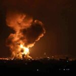 Fuel Depot Blaze Freezes Flights Large explosion with fireball and smoke at night