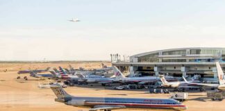 American Airlines jets at an airport terminal