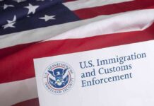U.S. flag with government document and seal