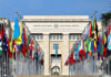 U.N. Showdown: Rubio’s Calls Spark Fury United Nations building with numerous national flags outside.