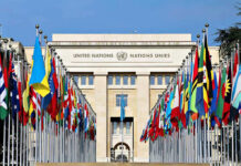 U.N. Showdown: Rubio’s Calls Spark Fury United Nations building with numerous national flags outside.