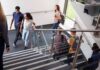 Students walking on a school staircase