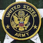 Military Base Sting Nabs Navy Chief United States Army embroidered patch on a green star background