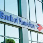 Bank of America branch exterior with logo on glass building